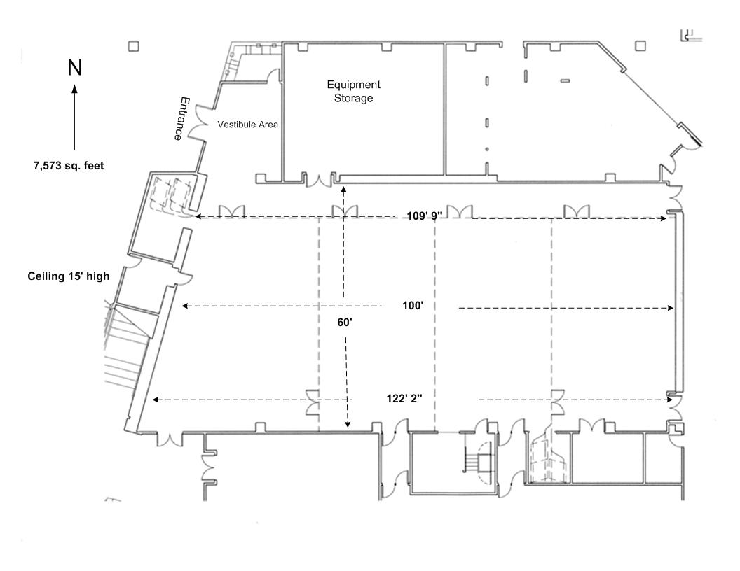 Blank Venue Diagram of Loker Conference Center with measurements