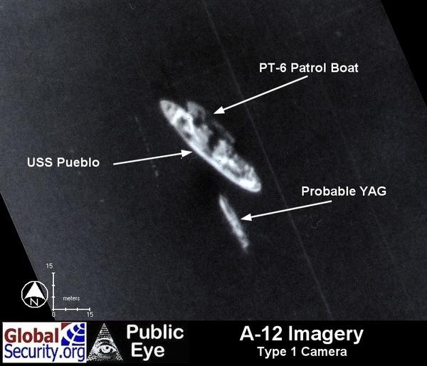 Image of USS Pueblo taken from an A-12 Blackbird