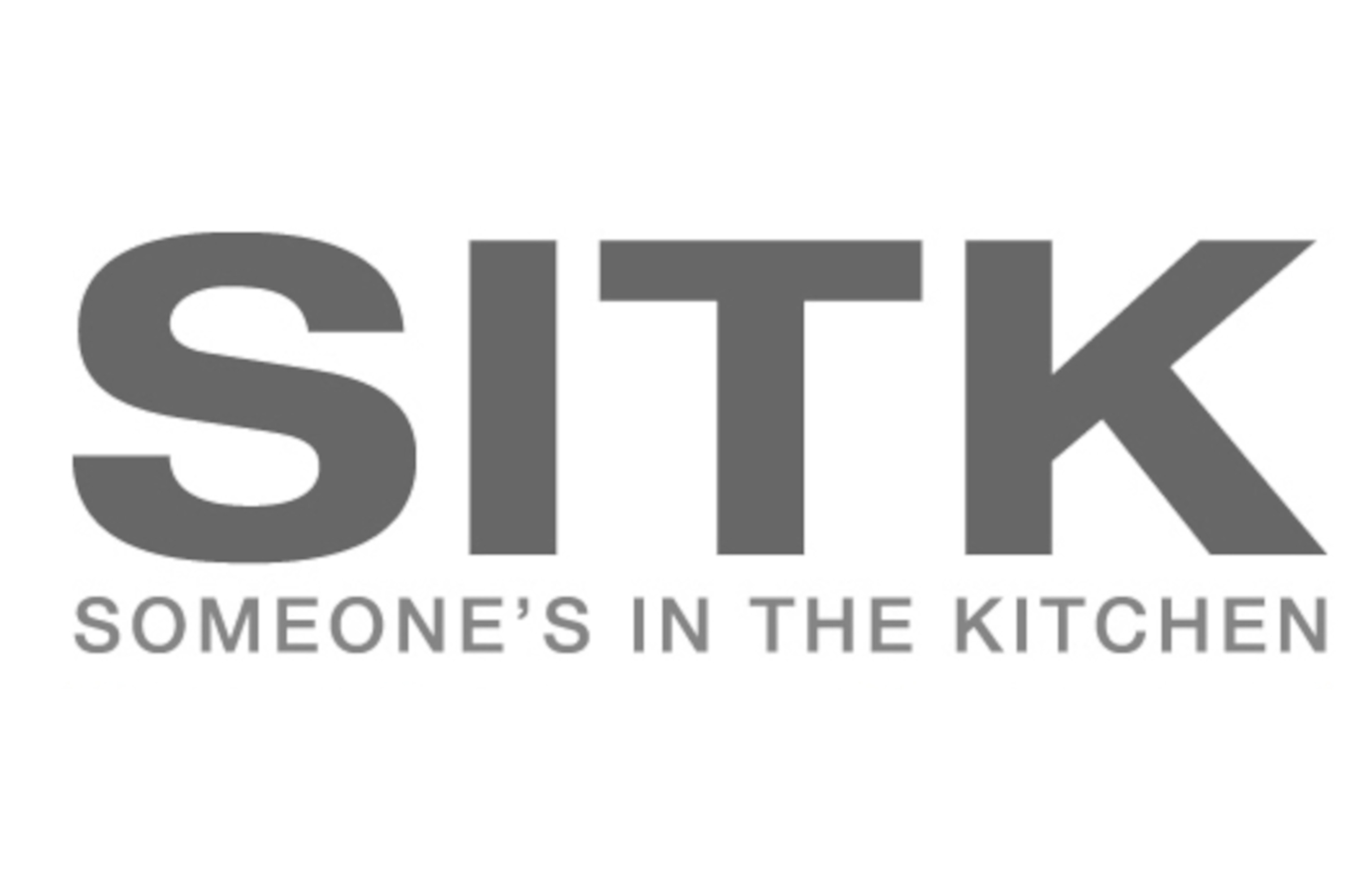 Someone's in the Kitchen Logo - Logo text in white reads "SITK" above "Someone's in the Kitchen" on grey background