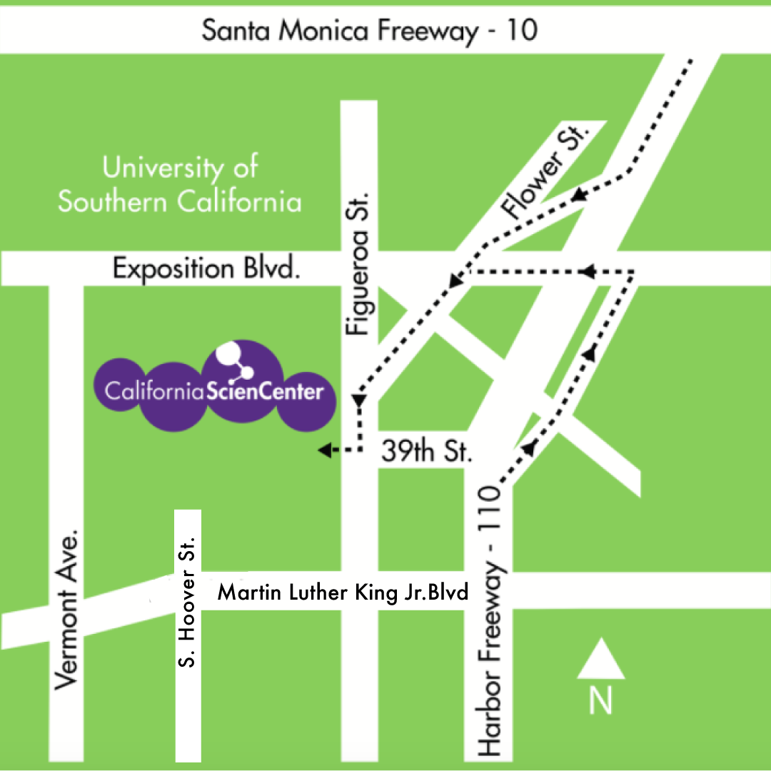 Green Directions Map around the California Science Center