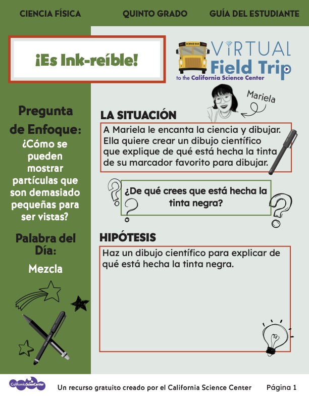 Preview image of student activity guide in Spanish.