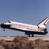 Space shuttle Endeavour lands in the California desert at Edwards Air Force Base
